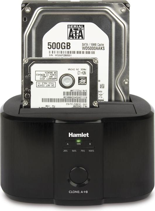Immagine prodotto Hamlet USB 3.0 Docking Station per hard disk sata da 2,5" o 3,5" usb 3.0 (USB-A, 2 porte)