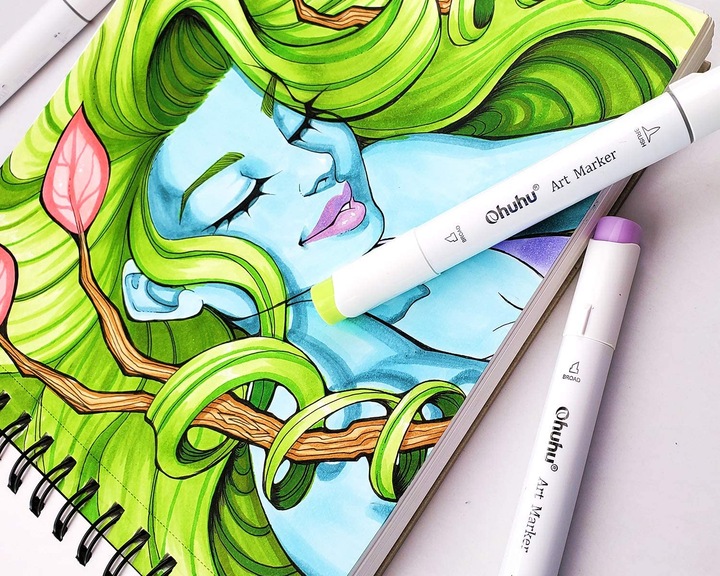 Image du produit Ohuhu Carnet de croquis d'art (22,5 x 21 cm, Blanc, Couverture souple)