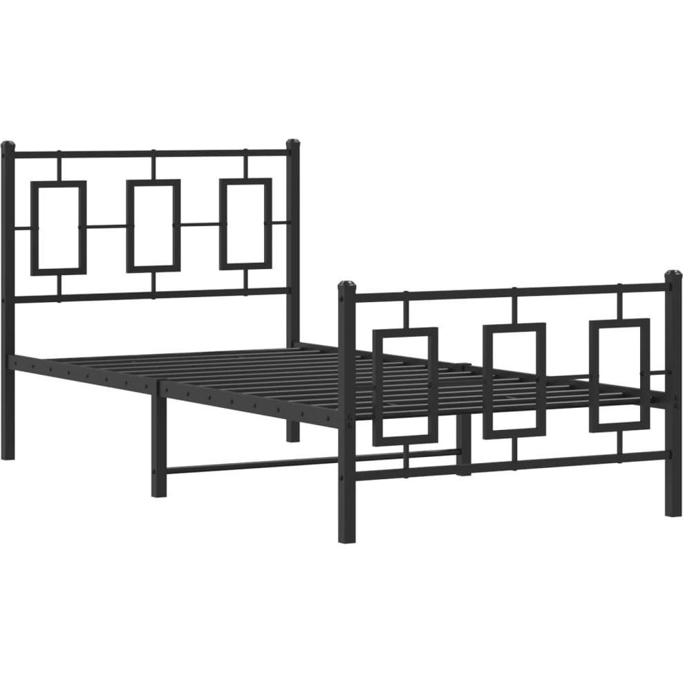 Thumbnail - VidaXL, Bett, Bettgestell Kopfteil Fussteil Metallbett Bett Einzelbett Schwarz 90x190cm (90 x 190 cm)