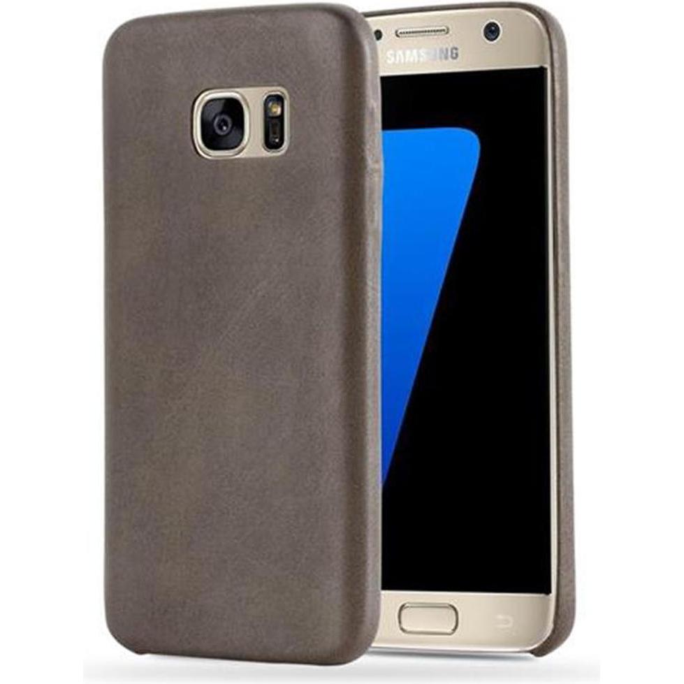 Cadorabo Hard Cover Kunstleder mit Struktur (Samsung Galaxy S7), Smartphone Hülle, Braun