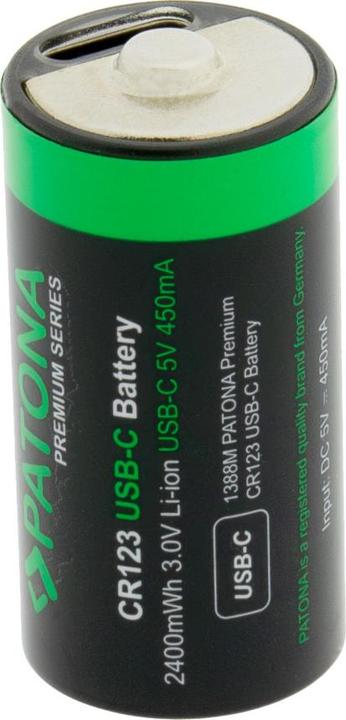 Productafbeelding Patona Premium oplaadbare batterij 4x CR123 USB-C (4 Pcs., RCR123A, 800 mAh)