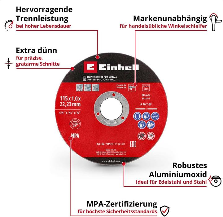 Actual product image Einhell Cutting discs