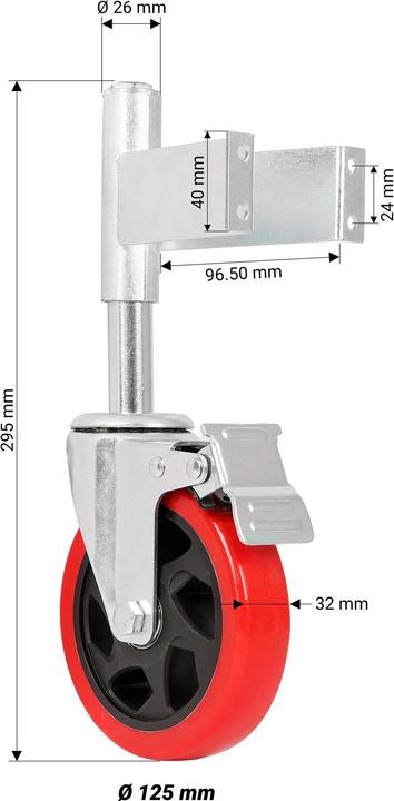 Produktbild Wiltec Torrolle bis 150kg Bremse Schiebetorrolle Stahl Laufrolle Schiebetor