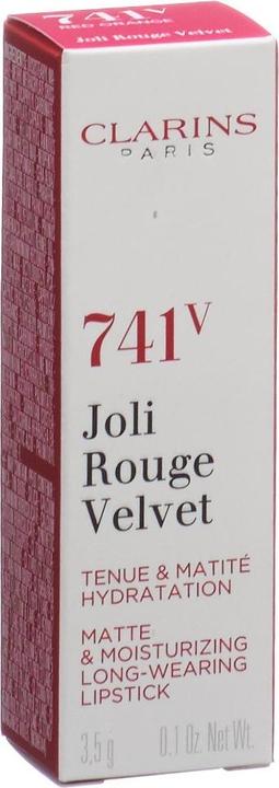 Produktbild Clarins Joli Rouge Velvet - Red Orange 741V (Orange, Rot)