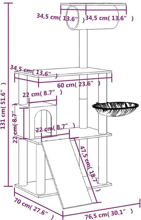 Produktbild vidaXL Nilo (131 cm, Creme)