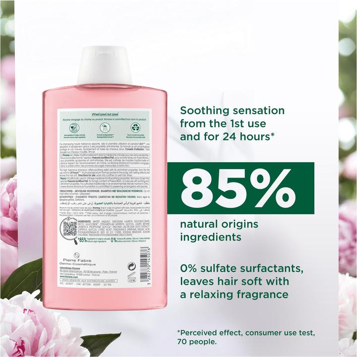 Immagine prodotto Klorane Beruhigendes Shampoo mit BIO-Pfingstrose (400 ml, Shampoo liquido)