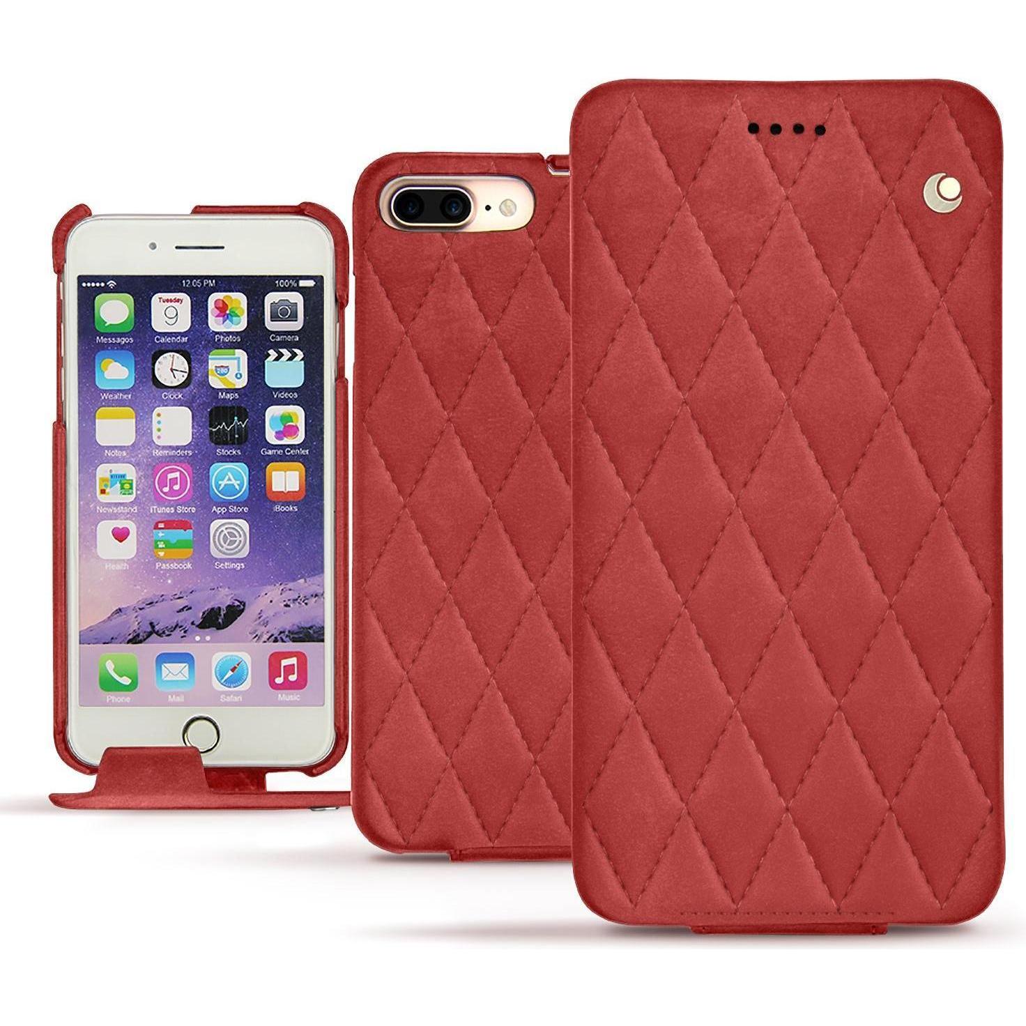 Noreve Lederschutzhülle vertikal (Apple iPhone 7 Plus), Smartphone Hülle, Rot