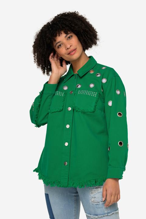 Produktbild Angel of Style Jeansjacke, Ösen, Fransensaum, Hemdkragen, Langarm (56)