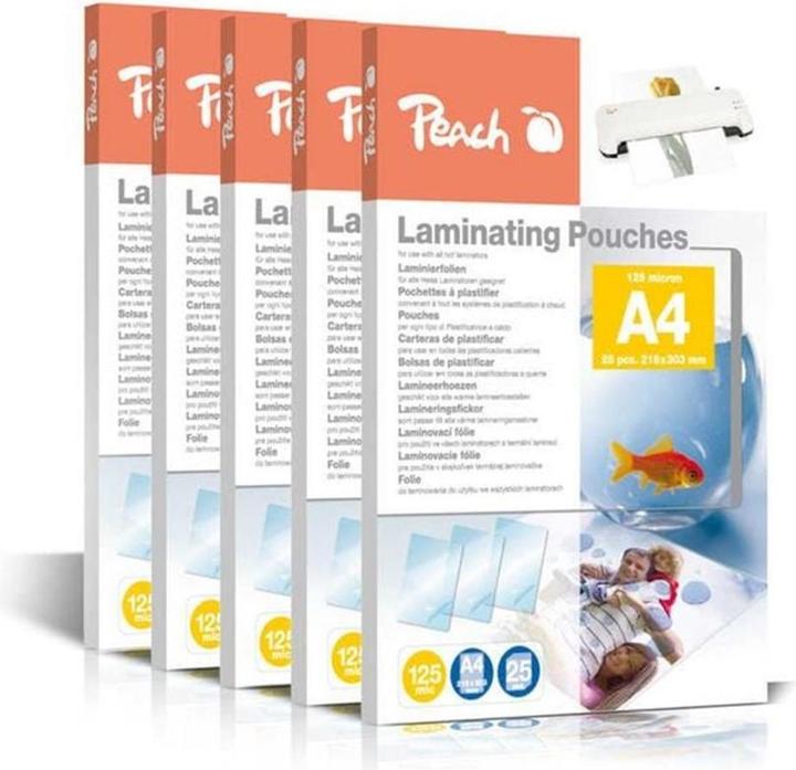 Actual product image Peach Laminating film A4, 125 µm, 6 x 100 pieces (A4, 600 pcs., 125 µm)