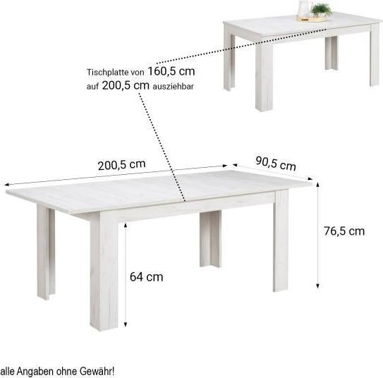Produktbild Homestyle4u Ausziehbarer Esstisch (160.5 x 90.5 x 76.5 cm)