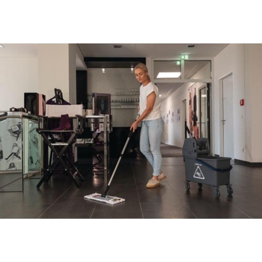 Thumbnail - Sprintus Einfachfahreimer CombiX mini, Volumen 20 l, gummierte Lenkrollen, Reinigungsutensil, Grau