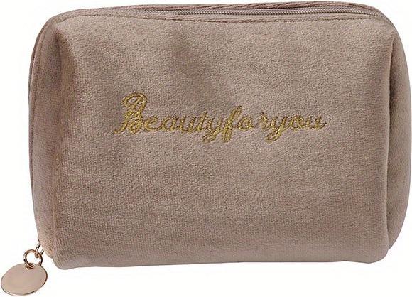 Produktbild Only-Bags.Store Weicher Buchstabe Stickerei Mini-Kosmetiktasche, Reissverschluss solide Farbe niedlich Make-up-Münze