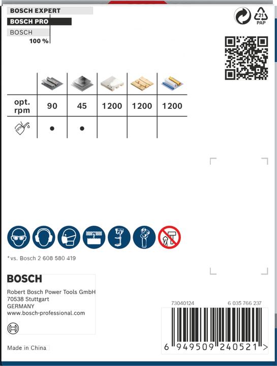 Valori nutrizionali e ingredienti Bosch Professional Zubehör Sega a tazza PRO Multi Material PC Plus, 95 mm (95 millimetri)