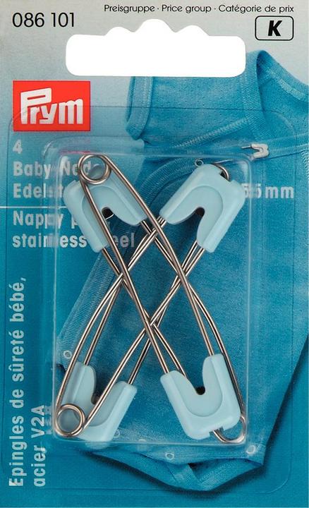 Image du produit Prym Épingles de sûreté pour bébés, bleu clair 55 mm, carte 4 pcs.