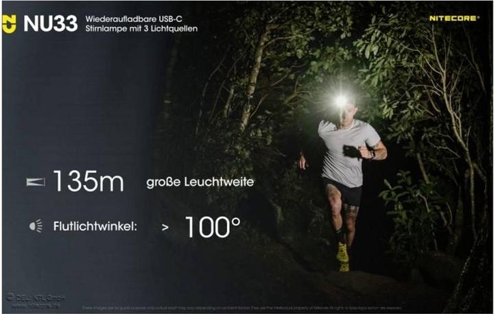 Immagine prodotto Nitecore NU33 Lampada frontale ricaricabile USB C a tripla uscita (700 lm)