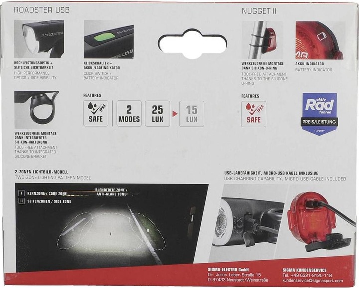 Produktbild Sigma Sport Roadster Beleuchtungs Set USB/Nugget II