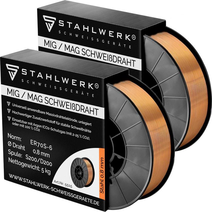 Image du produit Stahlwerk Fil de soudure 2 x MIG/MAG Ø 0.8 mm 5 kg bobine de fil acier SG2 ER70S-6