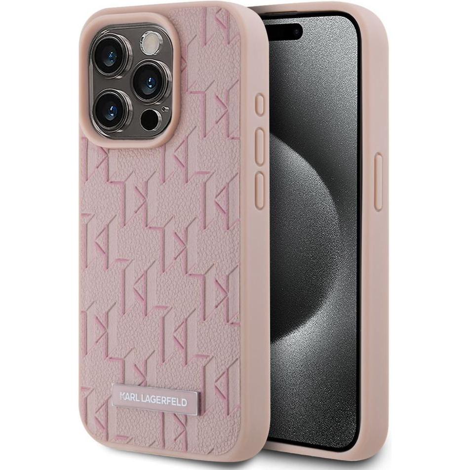 Karl Lagerfeld KLHMP15XPKHPORPP iPhone 15 Pro Max 6.7" hardcase różowy/pink Leather Monogram Metal L (Apple iPhone 15 Pr...