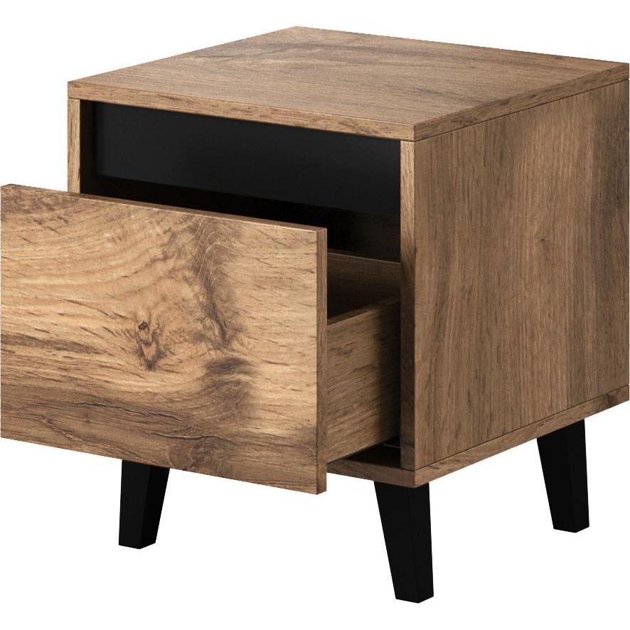 Cama, Comodino, NORD comodino 2 pezzi 40x38x45 cm rovere wotan/antracite (40 x 38 x 45 cm)