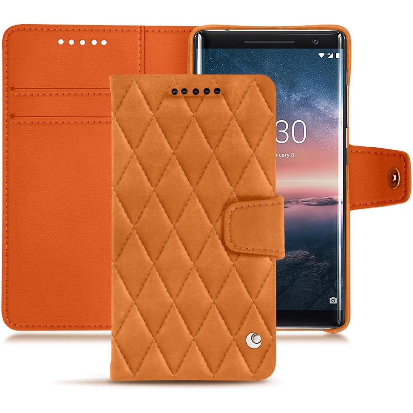 Noreve Lederschutzhülle Wallet (Nokia 8 Sirocco), Smartphone Hülle, Orange