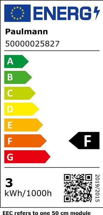 Etichetta energetica Paulmann Pro Strip Argento P25 (Bianco caldo, 500 cm, Interno)