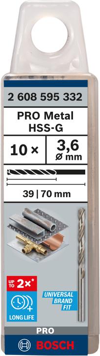 Produktbild Bosch Professional Zubehör PRO Metal HSS-G Spiralbohrer, 3,6 x 39 x 70 mm (3.6 mm)