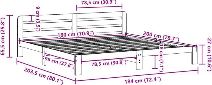 Produktbild vidaXL Bettgestell (180 x 200 cm)