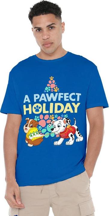 Actual product image Paw Patrol Mens A Pawfect Holiday Rubble & Marshall Christmas T-Shirt (XL)