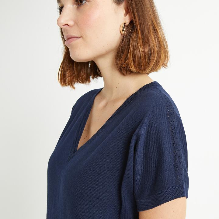 Produktbild Anne Weyburn Feinstrickpullover mit V-Ausschnitt und kurzen Ärmeln (42)