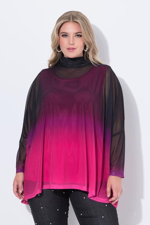 Immagine prodotto Miamoda Blusa dal taglio oversize in mesh con gradiente di colore e top coprente (46, 48)