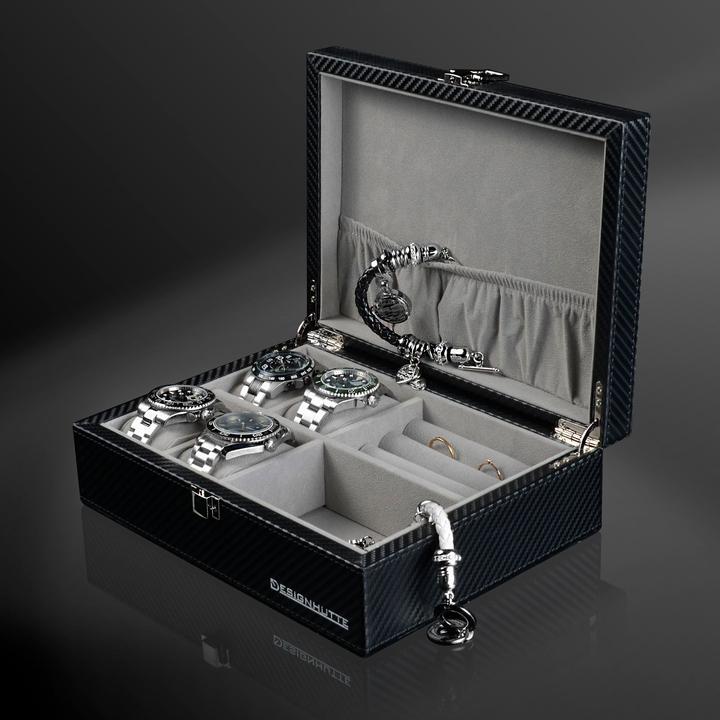 Produktbild Designhütte Uhren & Schmuckbox Dallas - Karbon