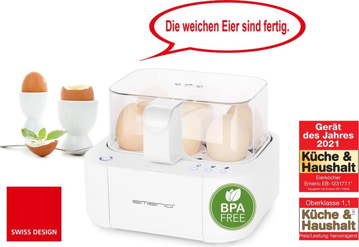 Productafbeelding Emerio Eierkoker,6 eieren,licht/e stemindicator (EU-stekker)