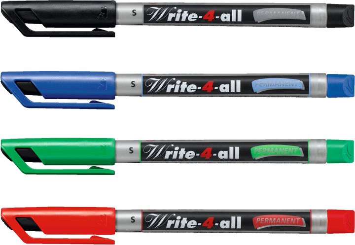 Produktbild STABILO Write-4-all Permanent-Marker (Rot, Blau, Grün, Schwarz, 0.40 mm, 4 x)