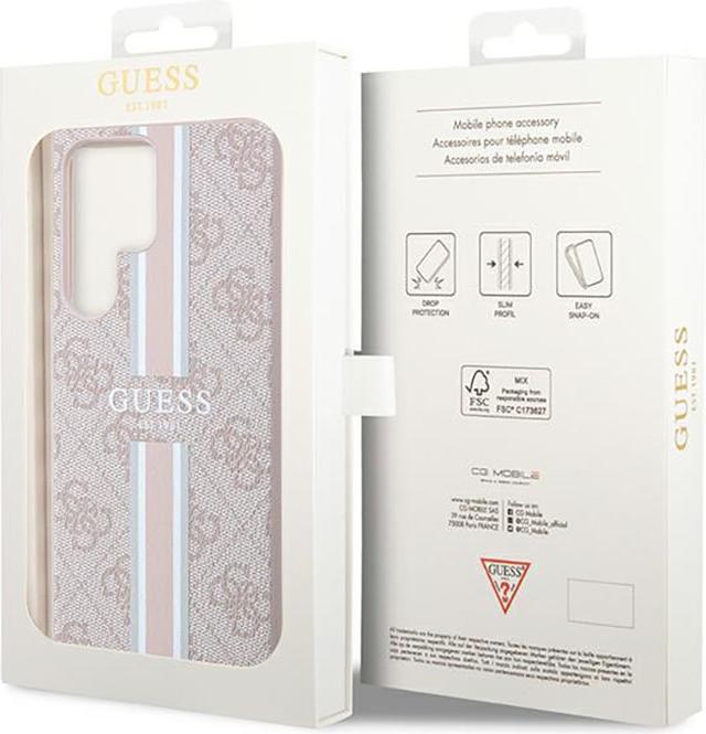 Actual product image Guess 4G Stripe Case for Samsung Galaxy S23 Ultra - pink (Samsung Galaxy S23 Ultra)