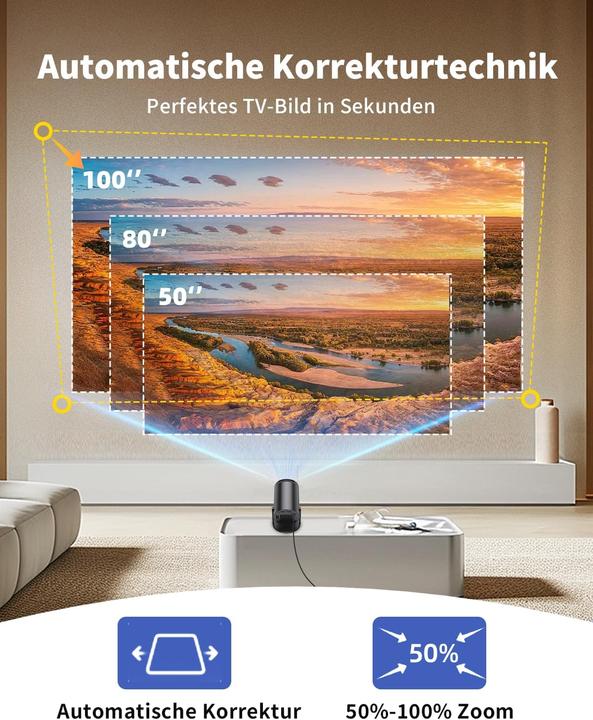 Actual product image Yoton Mini Beamer ‎Y4PRO mit Wi-Fi6/Bluetooth, 1080P-Unterstützung (HD, 200 lm)