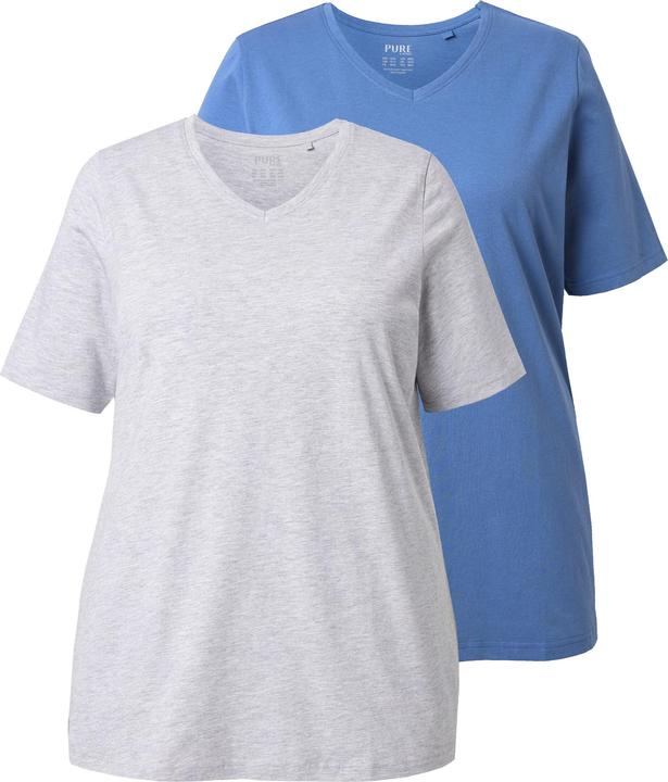 Produktbild Ulla Popken T-Shirts, 2er-Pack, V-Ausschnitt, Halbarm (42, 44)