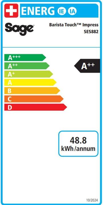 Energie-Label Sage The Barista Touch Impress Cold Brushed Stainless Steel (CH-Stecker)