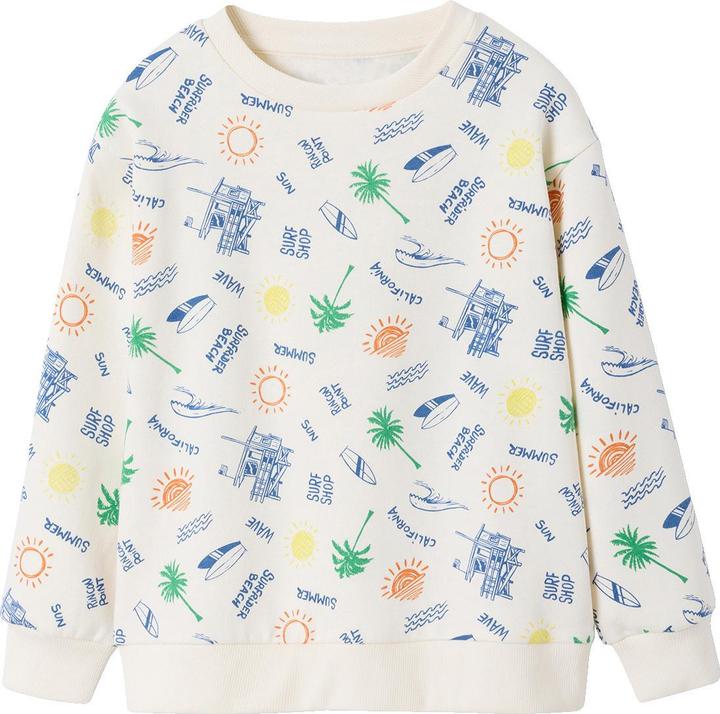 Produktbild Vertbaudet Jungen Sweatshirt Allover-Print mit Strand-Motiven Recycling-Polyester (158, 164)
