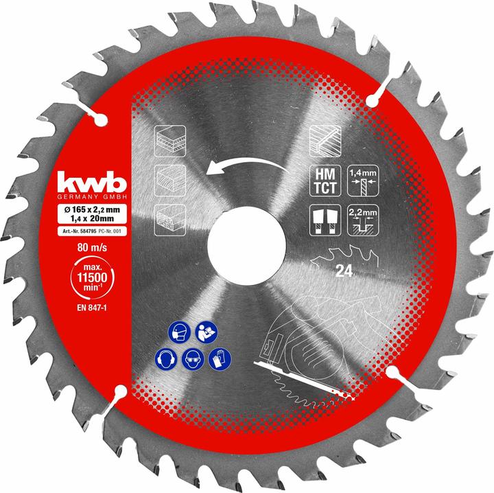 Produktbild kwb 584795 Kreissägeblatt-Set 165 x 16 mm 1 St.