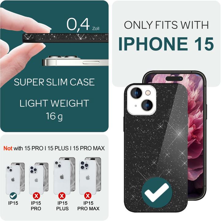 Actual product image Nalia Glitter cover (Apple iPhone 15)