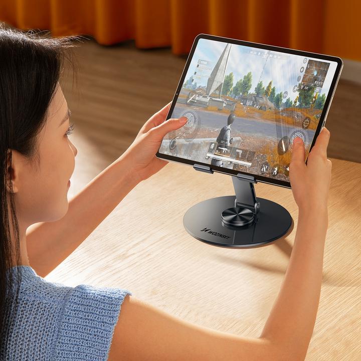 Actual product image Wozinsky WRS-DSY84SS 360° drehbarer Tablet-Ständer aus Aluminium, Grau
