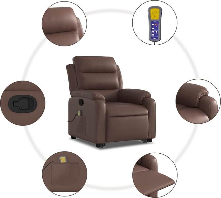 Produktbild VidaXL Massagesessel mit Aufstehhilfe Fernsehsessel Relaxsessel Braun Kunstleder