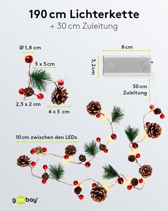 Produktbild Goobay Tannenzapfen & rote Beeren (2.20 m)