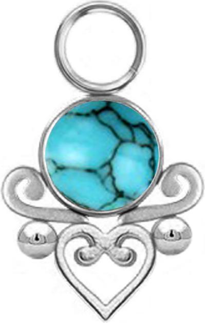 Image du produit Star Piercing Anhänger silber Türkis Stein filigranes Herz (sans laiton, Acier chirurgical 316L, Minéral)