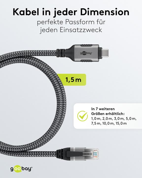 Produktbild Goobay Ethernet-Kabel USB-C auf RJ45, 1,5 m (USB-C, RJ45 (1x))