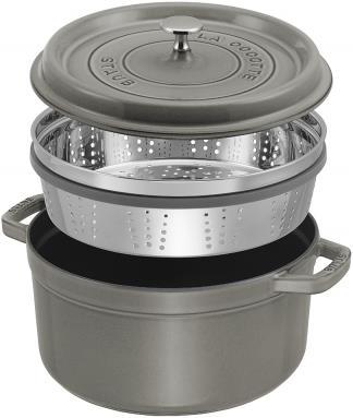 Image du produit Staub Cocotte avec insert vapeur (26 cm, Cocotte + faitout, Fonte, Émail, Acier inoxydable)