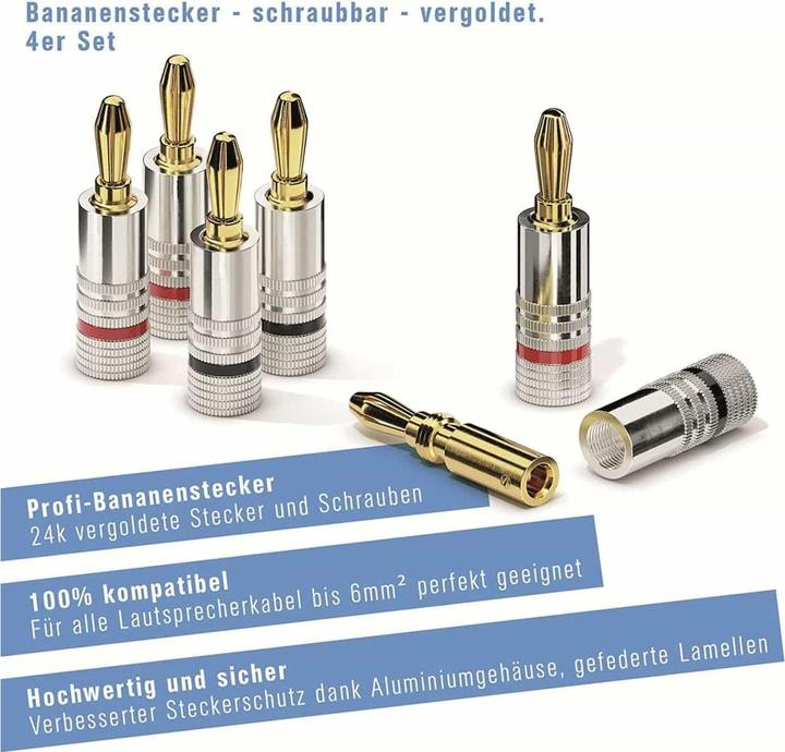 Produktbild Delock PureLink sonero Bananenstecker - schraubbar - 4er Set