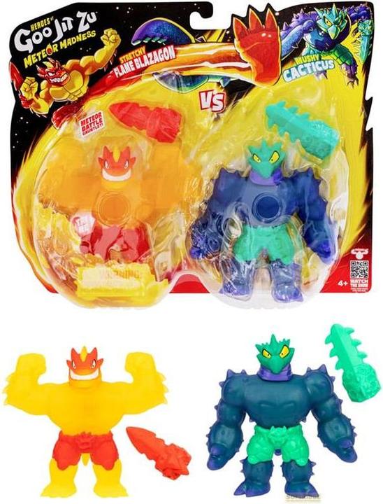 Image du produit Moose Heroes of Goo Jit Zu Meteor Madness Dehnbare Figuren 2er-Pack Flame Blazagon vs. Cacticus 13 cm