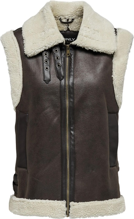 Actual product image Only Fly-away collar waistcoat biker jacket in leather look (M)