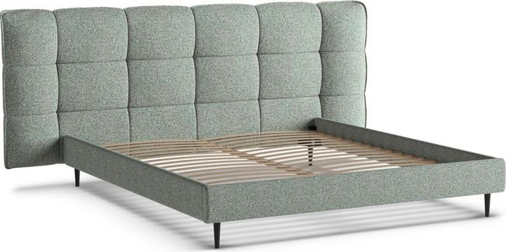 Actual product image Micadoni Storage Bed With Headboard, "Eric", Moss Green Melange, 220x230x114 Made in Europe (140 x 200 cm)